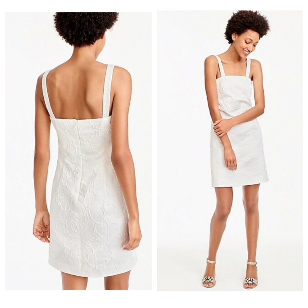 NWT J. Crew White Embossed Floral Dress